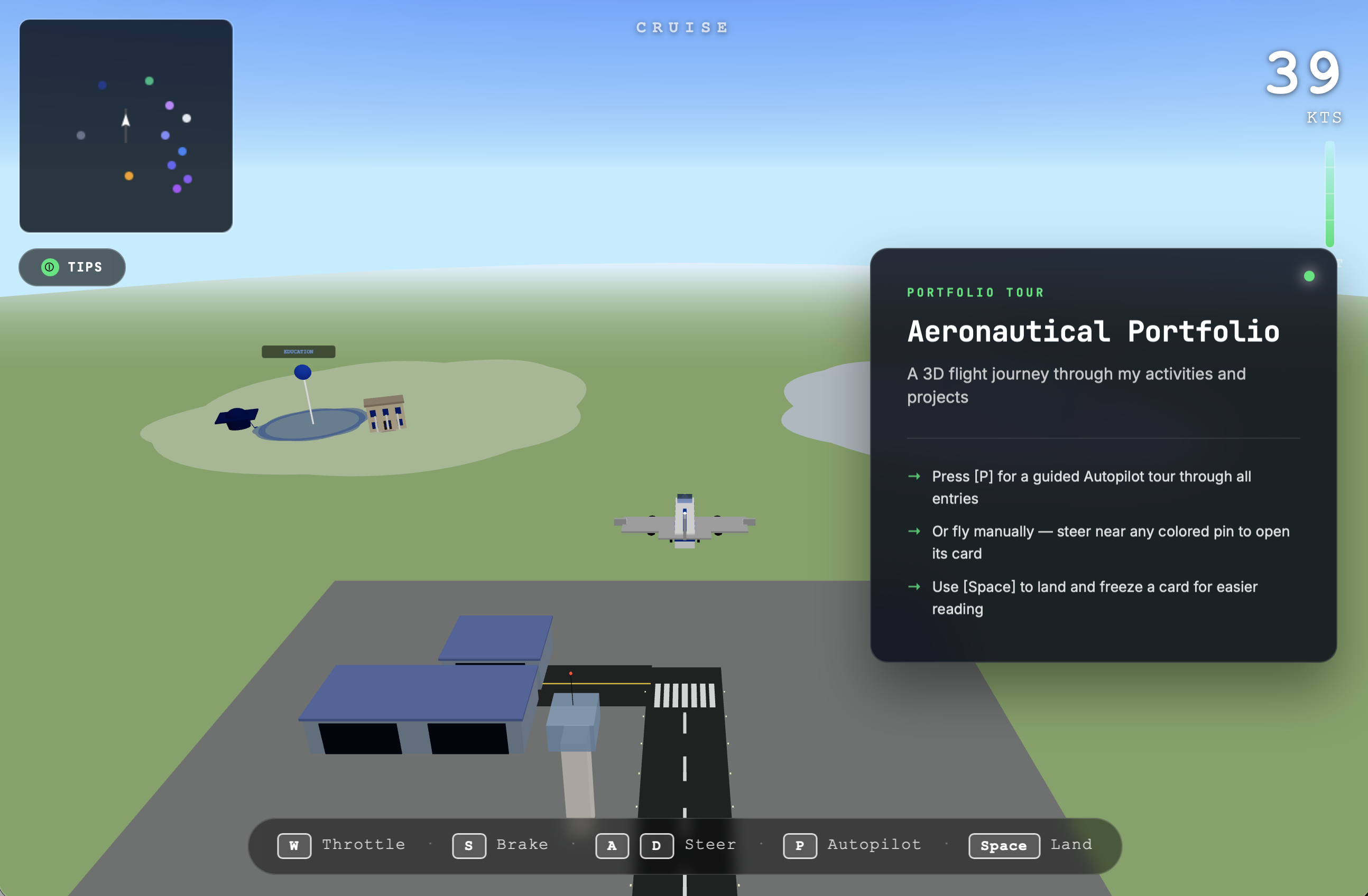 Airportfolio: 3D Interactive Flight Simulator Portfolio
