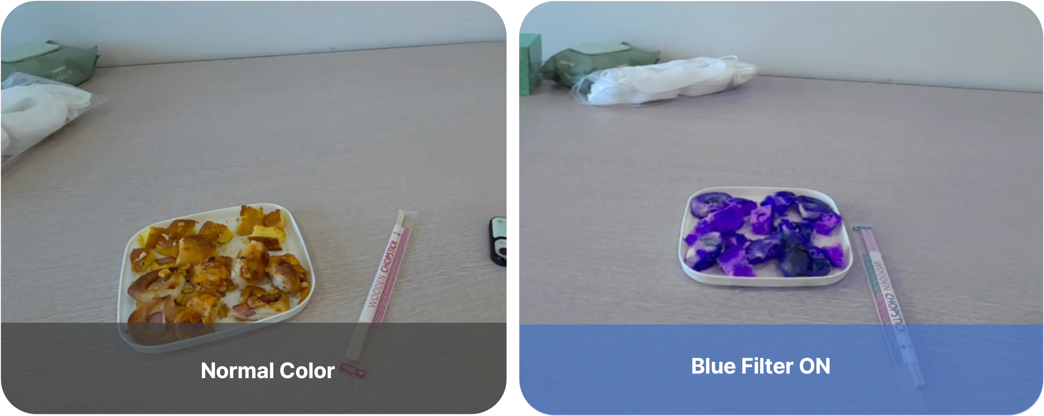 Normal Color vs Blue Filter ON